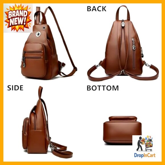 Genuine Leather Convertible Backpack Purse Crossbody Sling Bag Retro Casual main image 5
